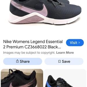Nike Women’s Legend Essential 2 Athletic Shoes - Black with Light Pink Accents